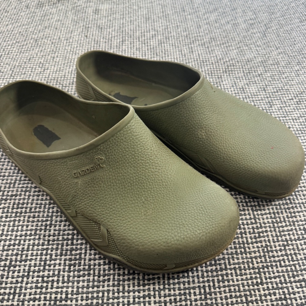 Garden Men Olive Green Rubber Waterproof Clogs Slip On Shoes Size 43 9-10